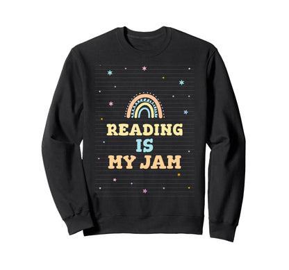 Reading Is My Jam Read Teacher Sweatshirt - Minimalist Print Men Women - T-Shirt, Sweatshirt, Hoodie