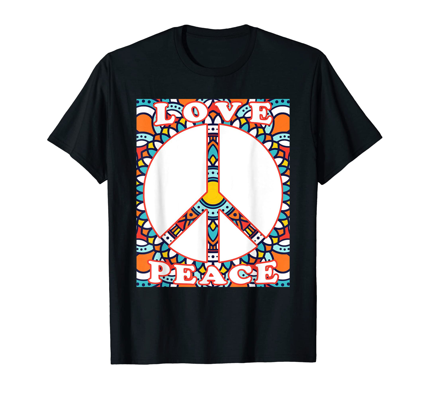 Peace Sign Love 70S Hippie Costume T-Shirt - Custom Art Print for Adults - T-Shirt, Sweatshirt, Hoodie