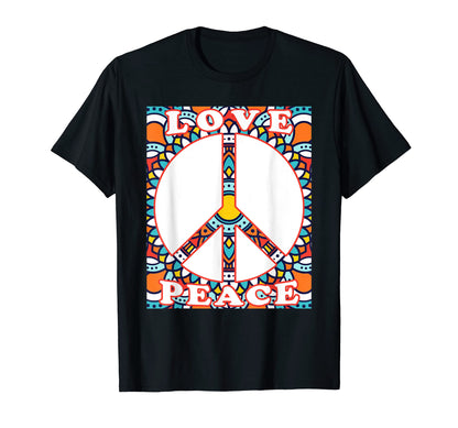 Peace Sign Love 70S Hippie Costume T-Shirt - Custom Art Print for Adults - T-Shirt, Sweatshirt, Hoodie