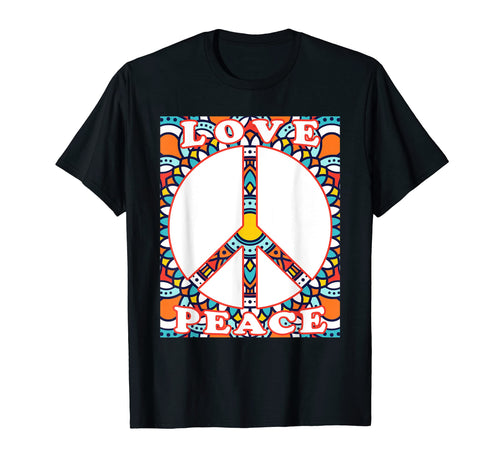 Peace Sign Love 70S Hippie Costume T-Shirt - Custom Art Print for Adults - T-Shirt, Sweatshirt, Hoodie