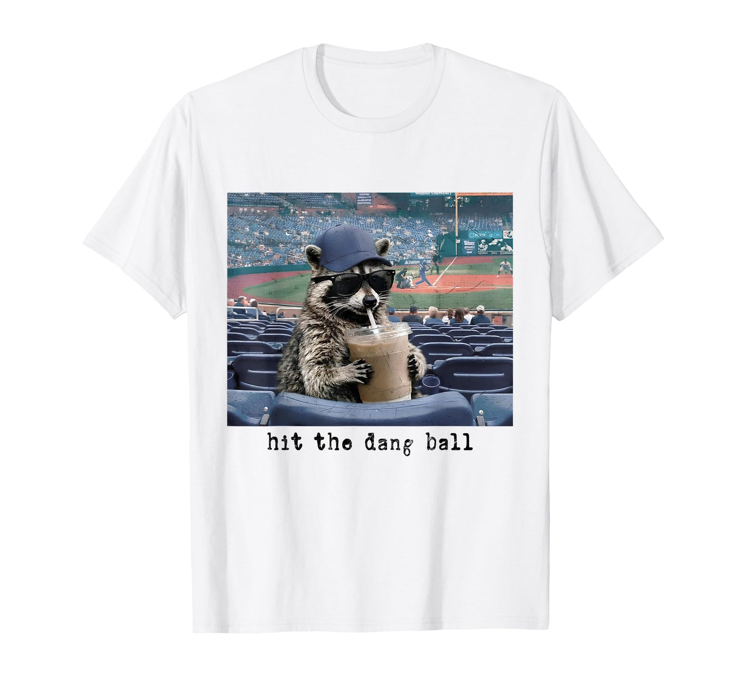 Hit Dang Ball Baseball Raccoon Meme T-Shirt - Aesthetic Graphic Men Women - T-Shirt, Sweatshirt, Hoodie