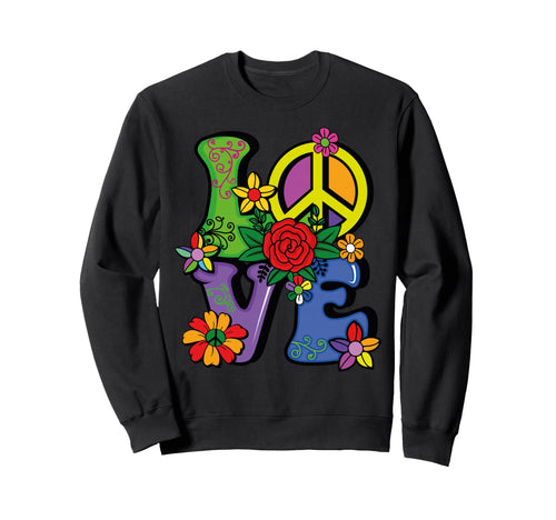 Hippie Love Groovy Tie Dye Sweatshirt - Minimalist Print for Adults - T-Shirt, Sweatshirt, Hoodie