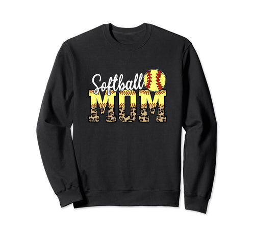 Leopard Softball Mom Game Vibes Sweatshirt - Unique Graphic Men Women - T-Shirt, Sweatshirt, Hoodie