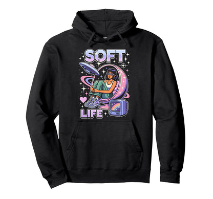 Soft Life Aesthetic Y2K Pastel Vaporwave Hoodie - Novelty Apparel Unisex - T-Shirt, Sweatshirt, Hoodie