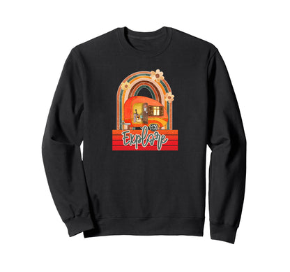 Explore Distressed Teardrop Camper Sweatshirt - Graphic Print Men Women - T-Shirt, Sweatshirt, Hoodie