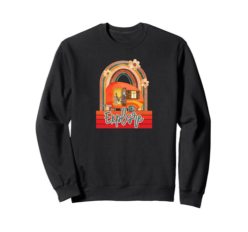 Explore Distressed Teardrop Camper Sweatshirt - Graphic Print Men Women - T-Shirt, Sweatshirt, Hoodie