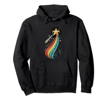 Shooting Star Rainbow Illustration Hoodie - Novelty Apparel Men Women - T-Shirt, Sweatshirt, Hoodie