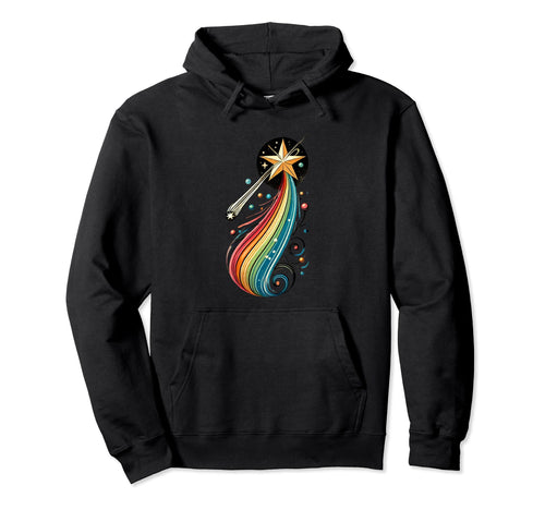 Shooting Star Rainbow Illustration Hoodie - Novelty Apparel Men Women - T-Shirt, Sweatshirt, Hoodie