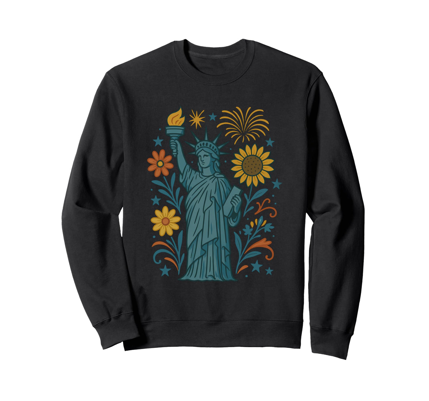 America Patriotic Usa Boho Sweatshirt - Aesthetic Graphic for Adults - T-Shirt, Sweatshirt, Hoodie