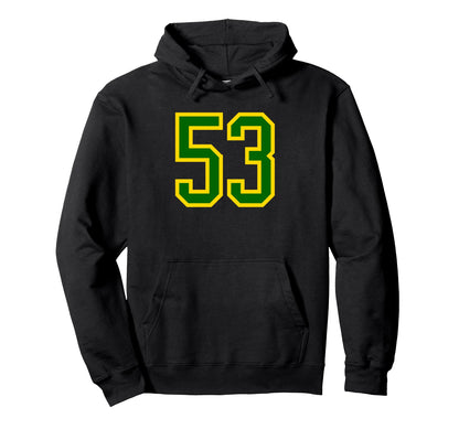 Green Yellow Sport Team Number 53 Hoodie - Graphic Print for Adults - T-Shirt, Sweatshirt, Hoodie