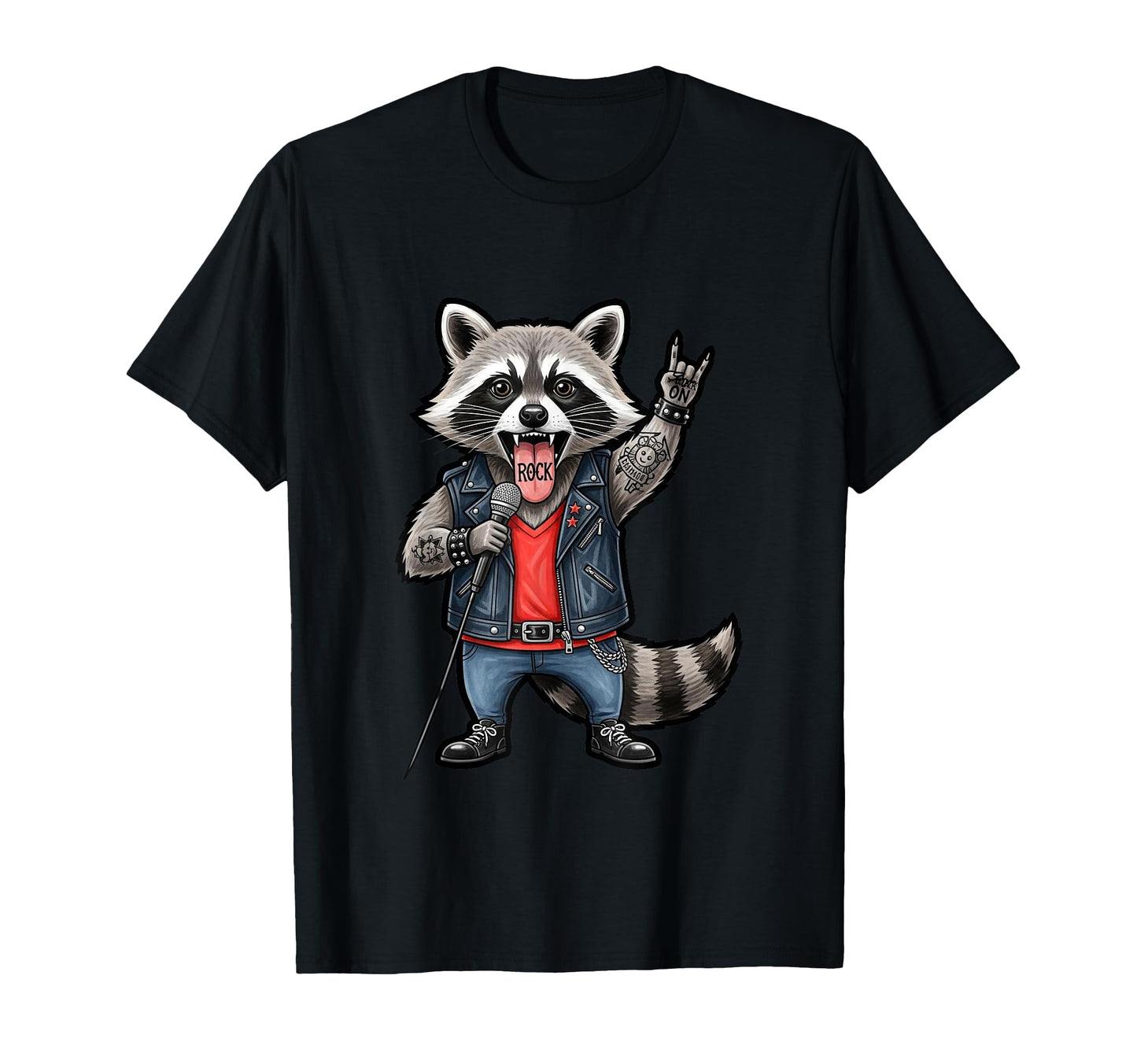 Funny Punk Raccoon Rock Fans Singer T-Shirt - Minimalist Print Men Women - T-Shirt, Sweatshirt, Hoodie