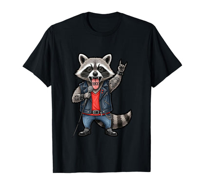 Funny Punk Raccoon Rock Fans Singer T-Shirt - Minimalist Print Men Women - T-Shirt, Sweatshirt, Hoodie
