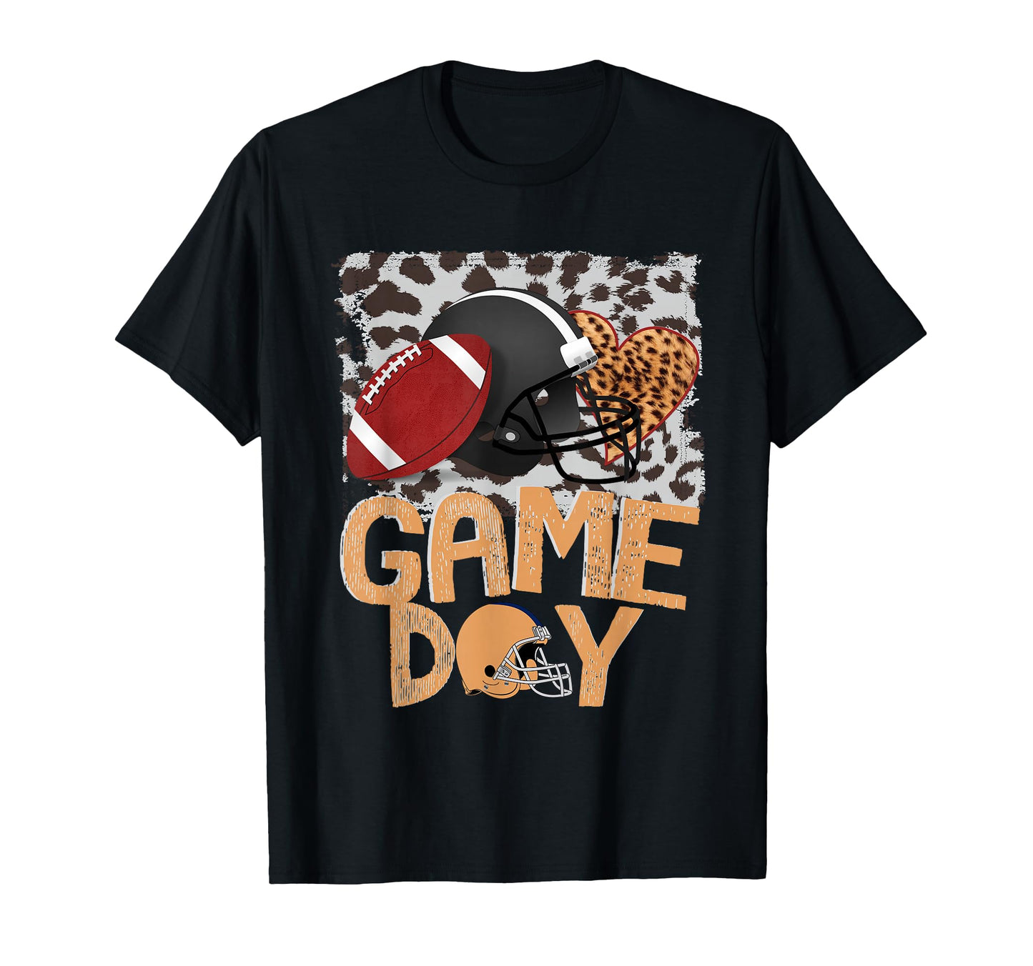 Bleached Game Day Leopard Football Helmet T-Shirt - Unique Graphic Unisex - T-Shirt, Sweatshirt, Hoodie