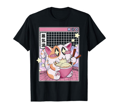 Cat Ramen Noodles Kawaii T-Shirt - Casual Everyday Wear for Adults - T-Shirt, Sweatshirt, Hoodie