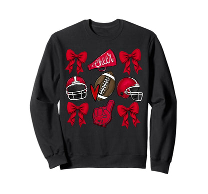 Coquette Game Day Football Mom Red Sweatshirt - Novelty Apparel Men Women - T-Shirt, Sweatshirt, Hoodie