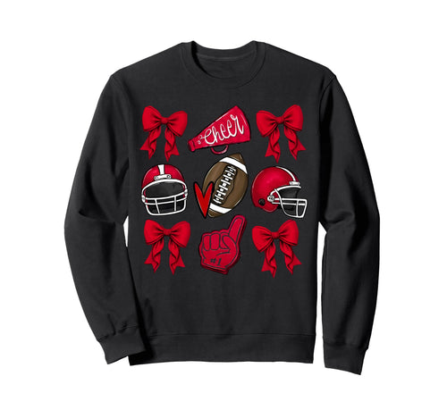 Coquette Game Day Football Mom Red Sweatshirt - Novelty Apparel Men Women - T-Shirt, Sweatshirt, Hoodie