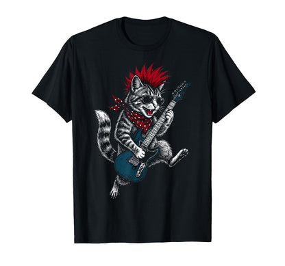 Funny Cat Playing Guitar Usa T-Shirt - Aesthetic Graphic Men Women - T-Shirt, Sweatshirt, Hoodie