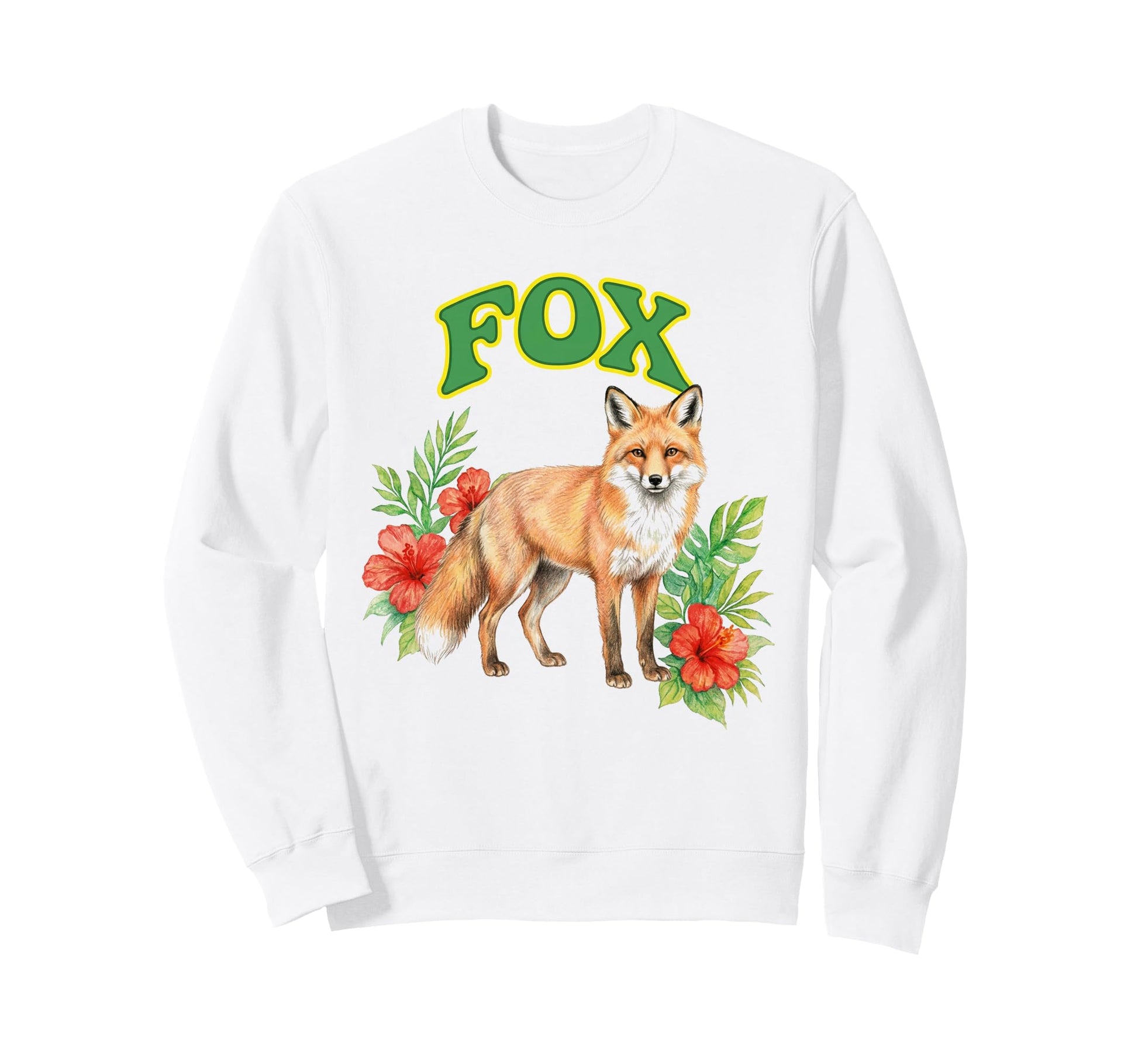 Fox Groovy Floral Fox Watercolor Sweatshirt - Streetwear Style Men Women - T-Shirt, Sweatshirt, Hoodie