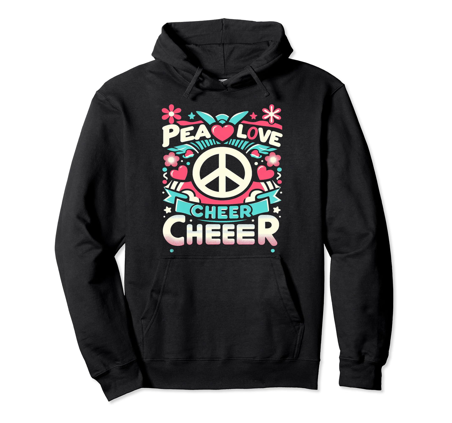 Peace Love Cheer Support Hoodie - Graphic Print for Adults - T-Shirt, Sweatshirt, Hoodie
