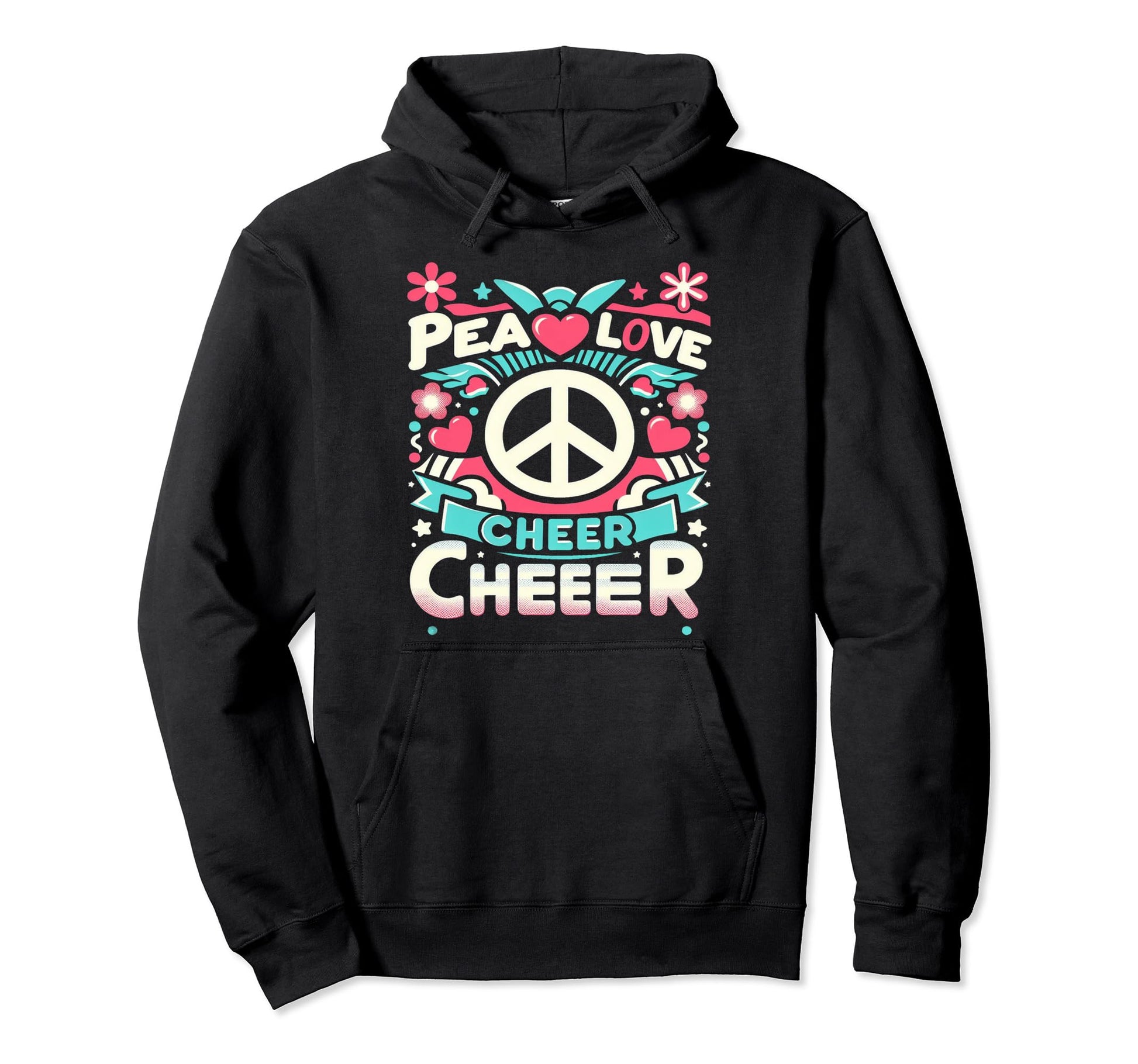 Peace Love Cheer Support Hoodie - Graphic Print for Adults - T-Shirt, Sweatshirt, Hoodie