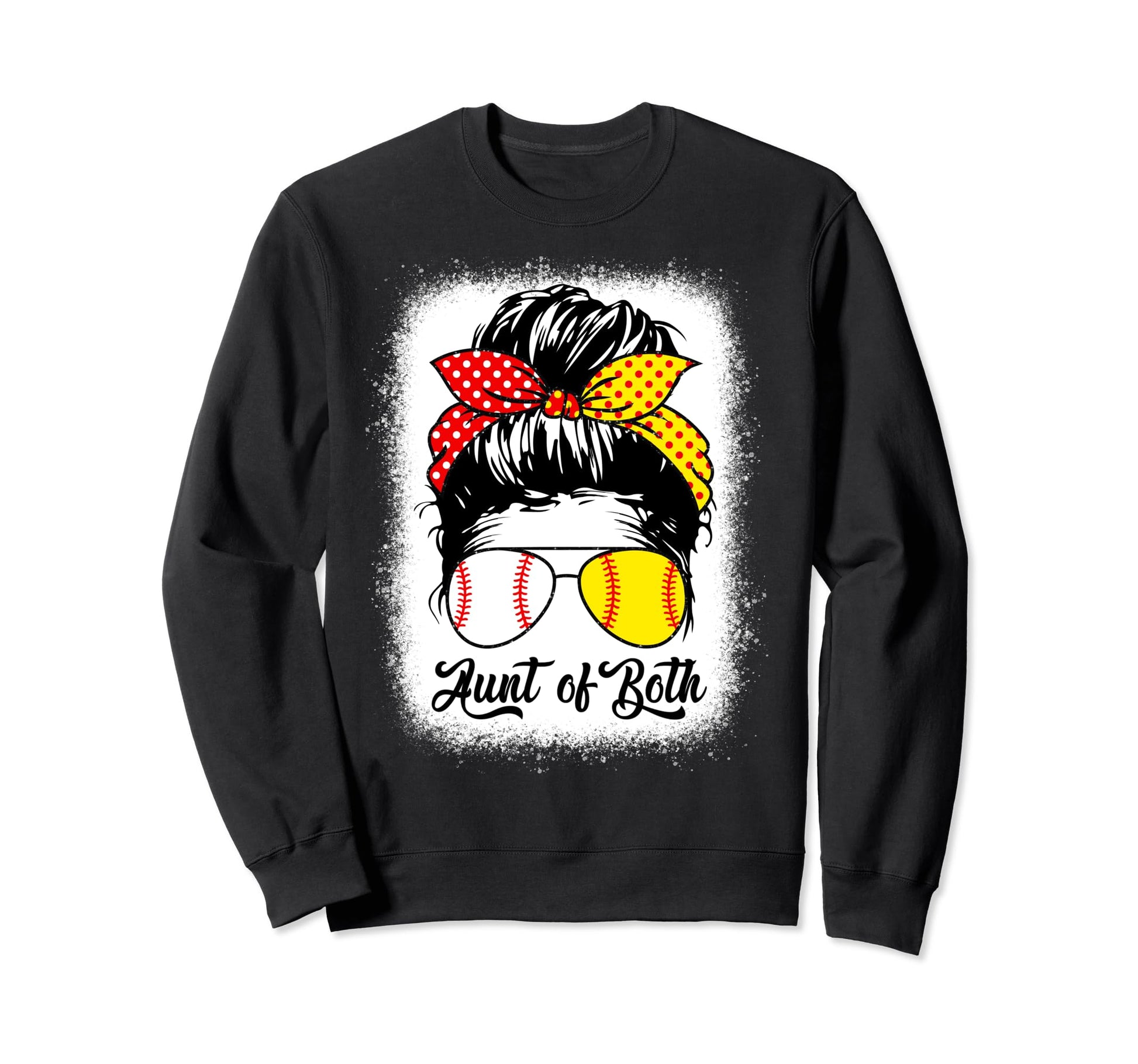 Softball Aunt Messy Bun Leopard Sweatshirt - Streetwear Style Unisex - T-Shirt, Sweatshirt, Hoodie