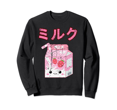 Kawaii Strawberry Milk Japanese Sweatshirt - Custom Art Print Men Women - T-Shirt, Sweatshirt, Hoodie