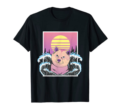 Shiba Inu Dog Soft Vaporwave T-Shirt - Casual Everyday Wear Men Women - T-Shirt, Sweatshirt, Hoodie