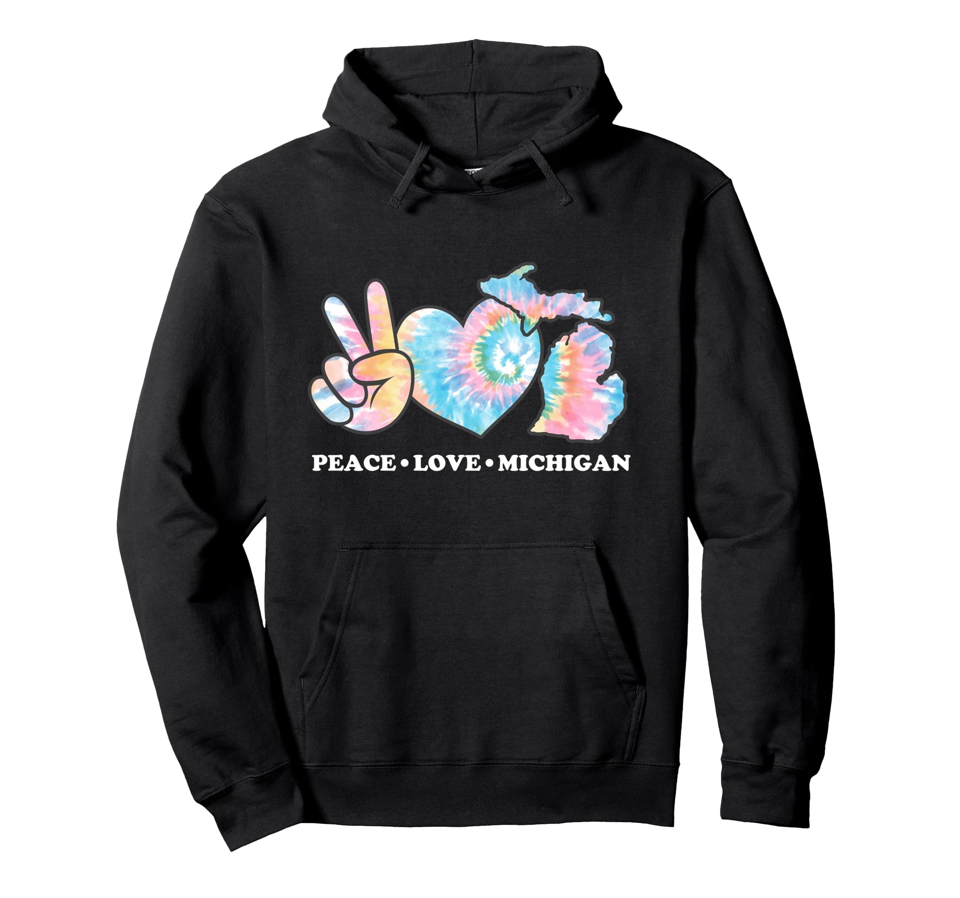 Peace Love And Michigan Hoodie - Fun Novelty Design Men Women - T-Shirt, Sweatshirt, Hoodie