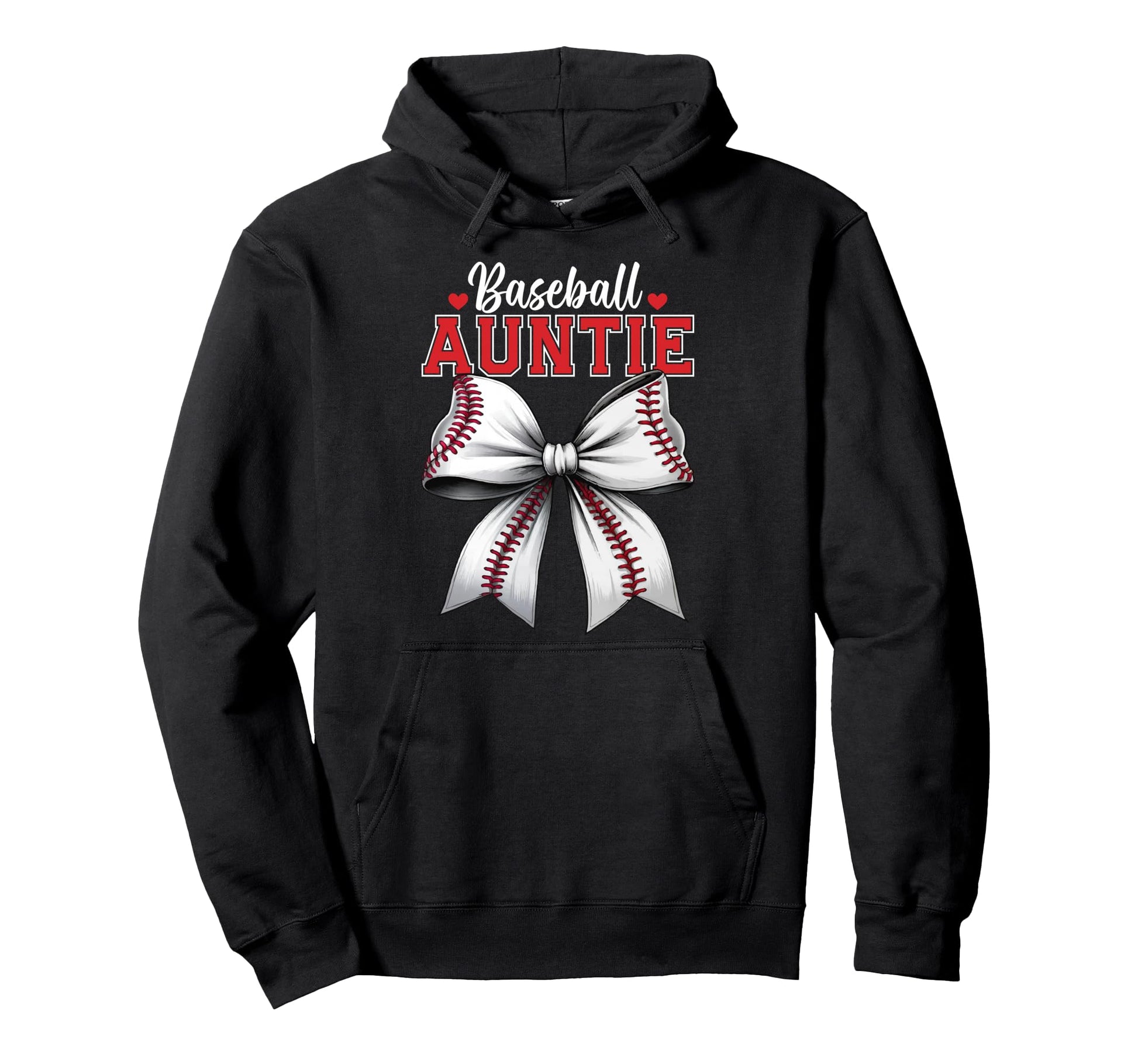 Baseball Auntie Coquette Ribbon Bow Hoodie - Custom Art Print for Adults - T-Shirt, Sweatshirt, Hoodie