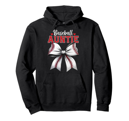 Baseball Auntie Coquette Ribbon Bow Hoodie - Custom Art Print for Adults - T-Shirt, Sweatshirt, Hoodie