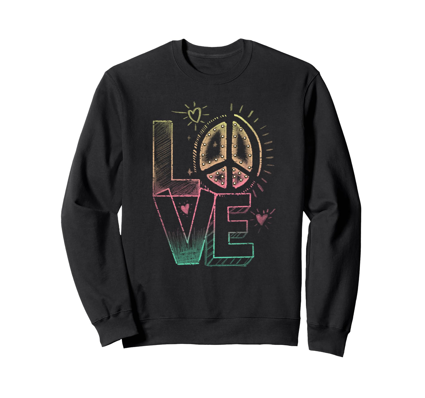 Trendy Love Peace Sign Chalk Drawing Sweatshirt - Graphic Print Men Women - T-Shirt, Sweatshirt, Hoodie
