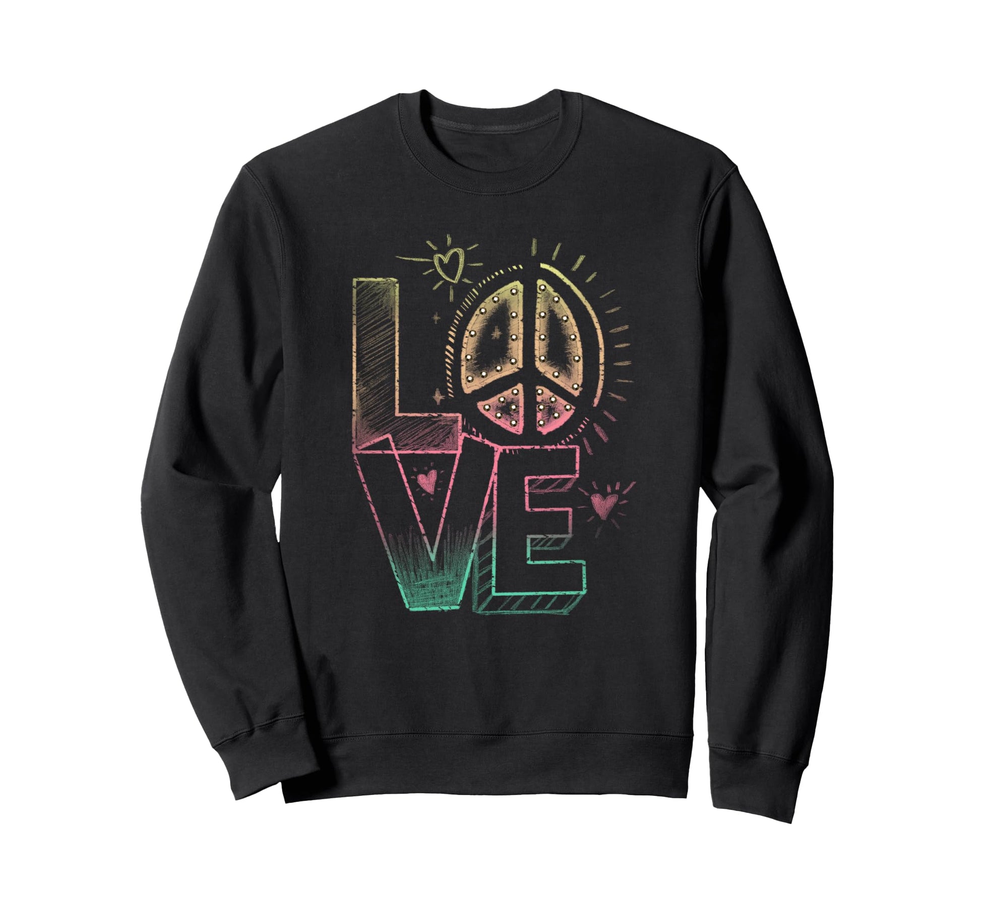 Trendy Love Peace Sign Chalk Drawing Sweatshirt - Graphic Print Men Women - T-Shirt, Sweatshirt, Hoodie