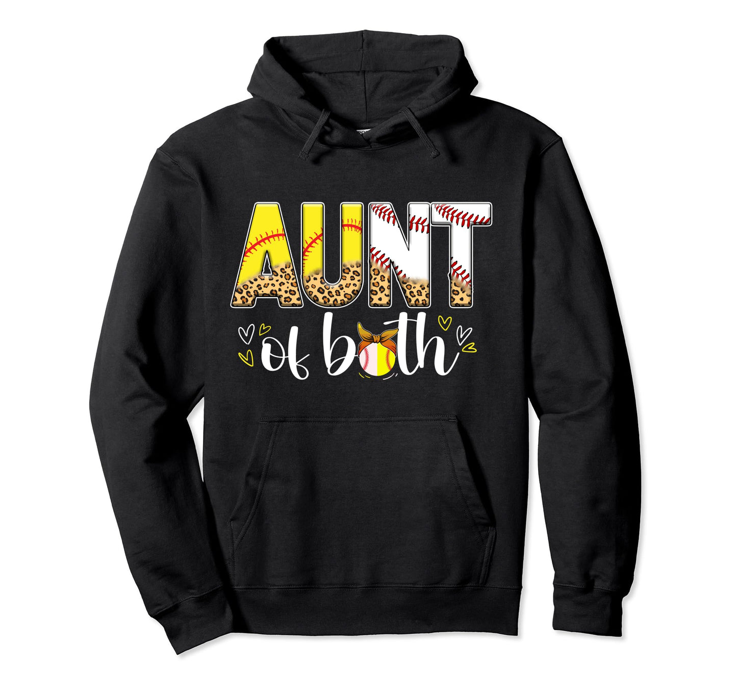 Aunt Both Leopard Baseball Softball Hoodie - Minimalist Print Men Women - T-Shirt, Sweatshirt, Hoodie
