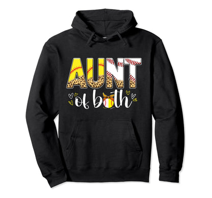 Aunt Both Leopard Baseball Softball Hoodie - Minimalist Print Men Women - T-Shirt, Sweatshirt, Hoodie