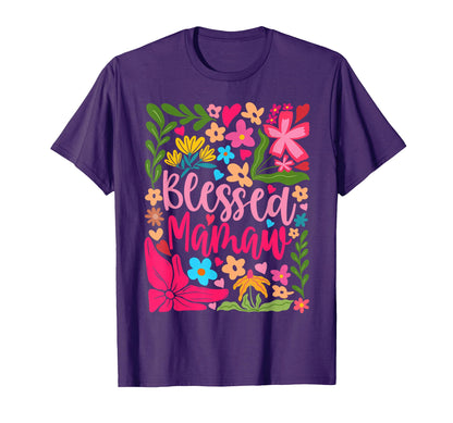 Blessed Mamaw Boho Flowers Floral T-Shirt - Trendy Graphic for Adults - T-Shirt, Sweatshirt, Hoodie