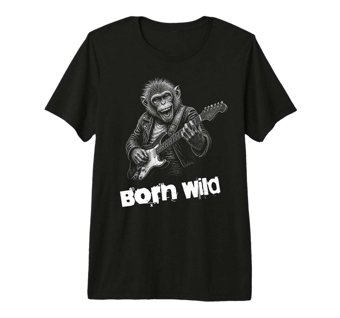 Born Wild Monkey Guitar Funny T-Shirt - Aesthetic Graphic for Adults - T-Shirt, Sweatshirt, Hoodie