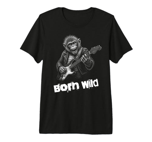 Born Wild Monkey Guitar Funny T-Shirt - Aesthetic Graphic for Adults - T-Shirt, Sweatshirt, Hoodie