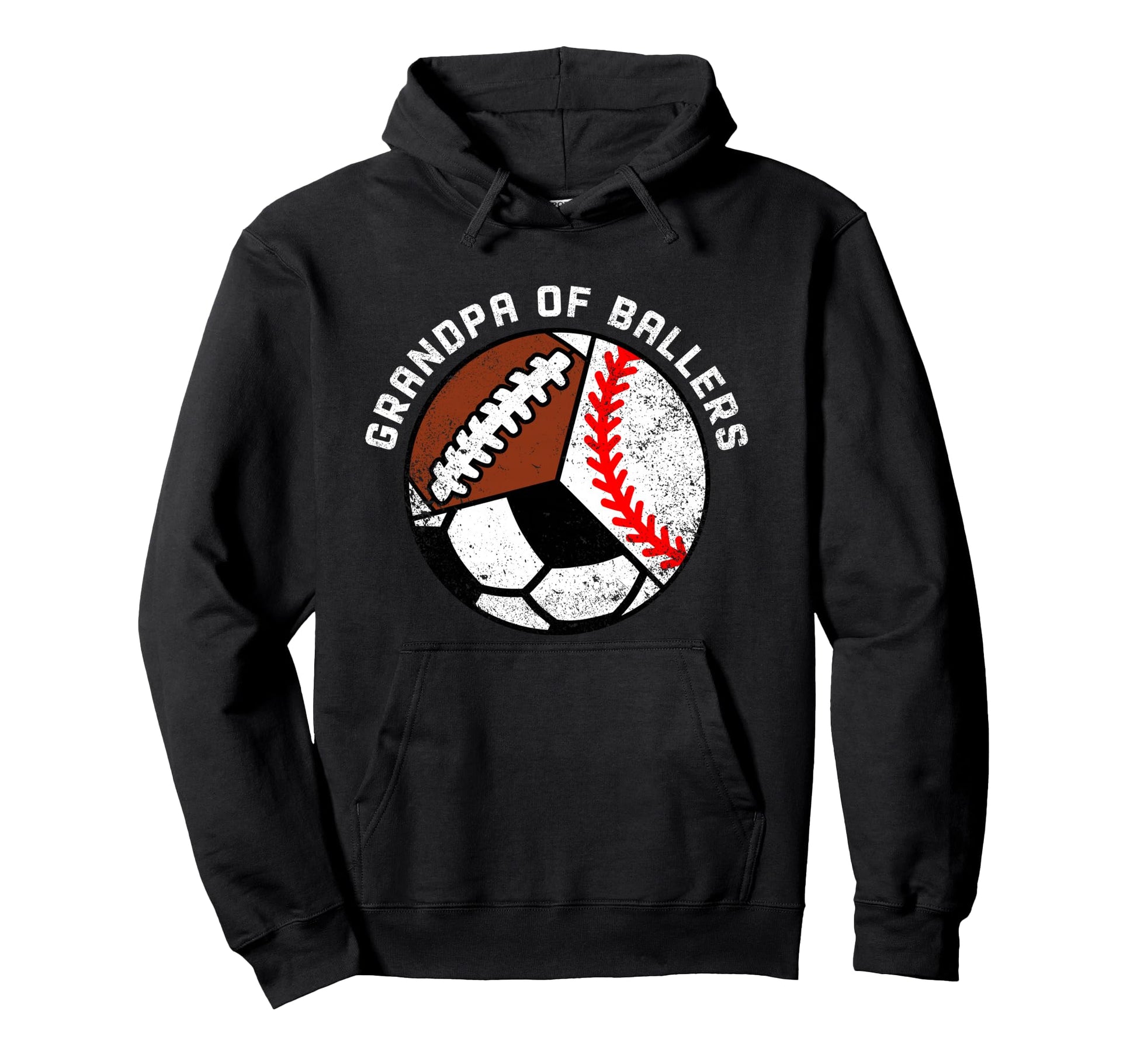 Grandpa Ballers Funny Baseball Soccer Hoodie - Trendy Graphic Unisex - T-Shirt, Sweatshirt, Hoodie