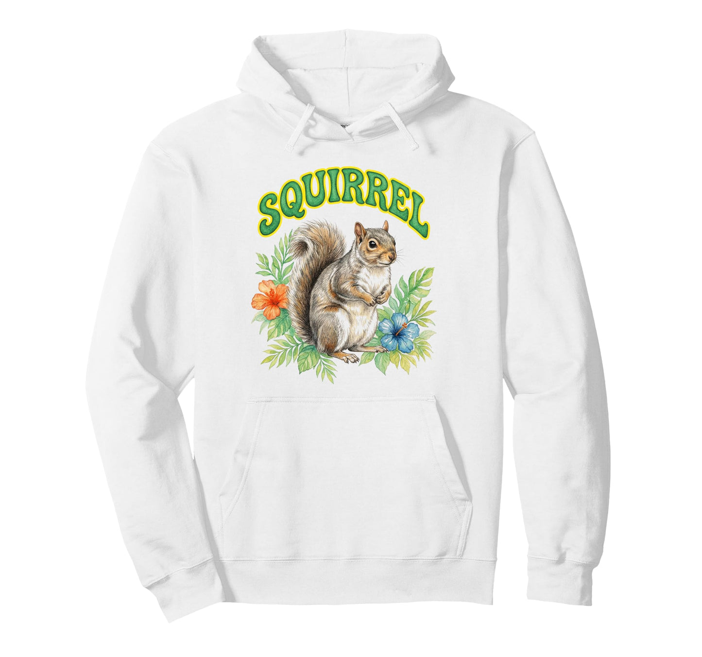 Squirrel Groovy Floral Squirrel Watercolor Hoodie - Graphic Print Unisex - T-Shirt, Sweatshirt, Hoodie