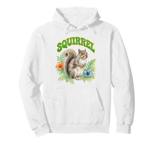 Squirrel Groovy Floral Squirrel Watercolor Hoodie - Graphic Print Unisex - T-Shirt, Sweatshirt, Hoodie
