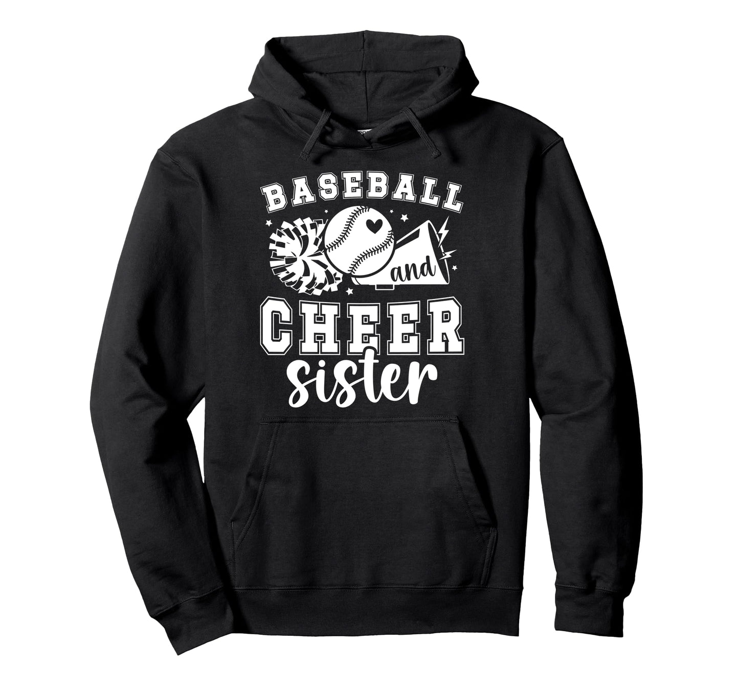 Baseball And Cheer Sister Cheerleading Hoodie - Trendy Graphic for Adults - T-Shirt, Sweatshirt, Hoodie