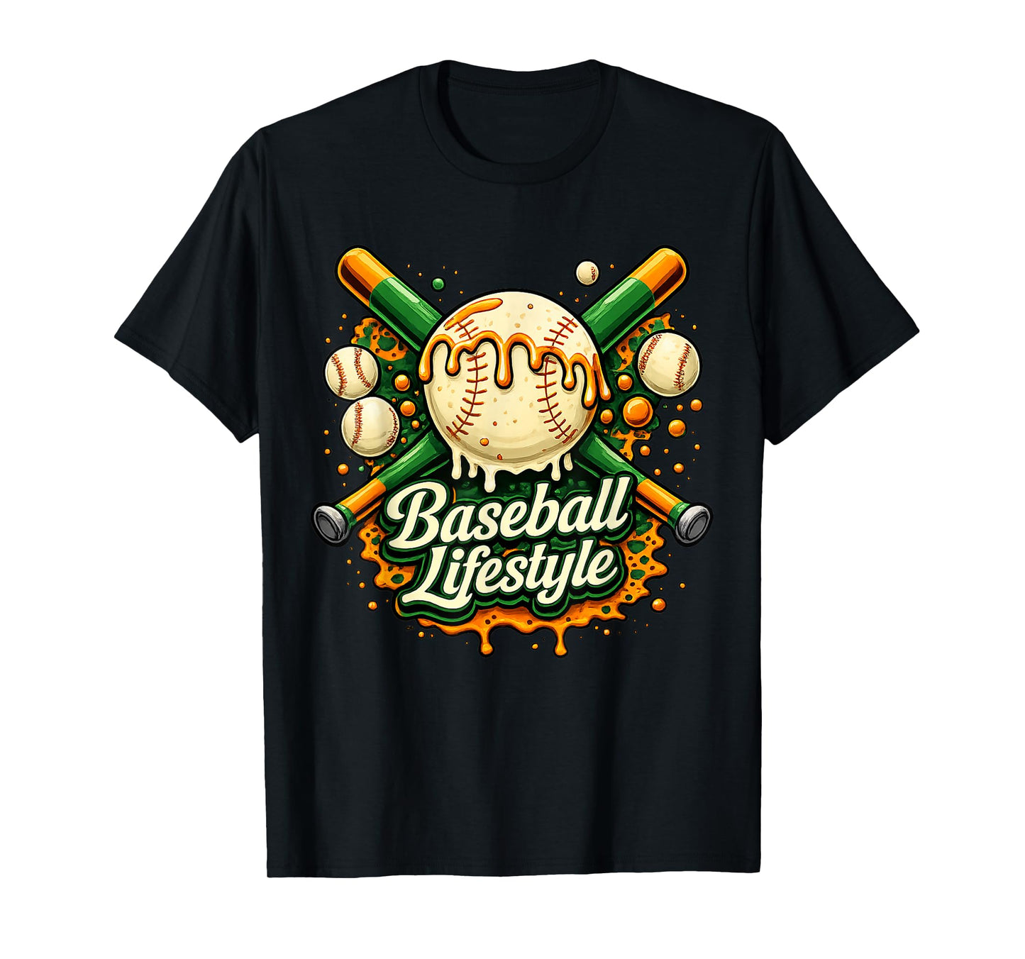 Baseball Life Drip Team And Cream T-Shirt - Minimalist Print for Adults - T-Shirt, Sweatshirt, Hoodie