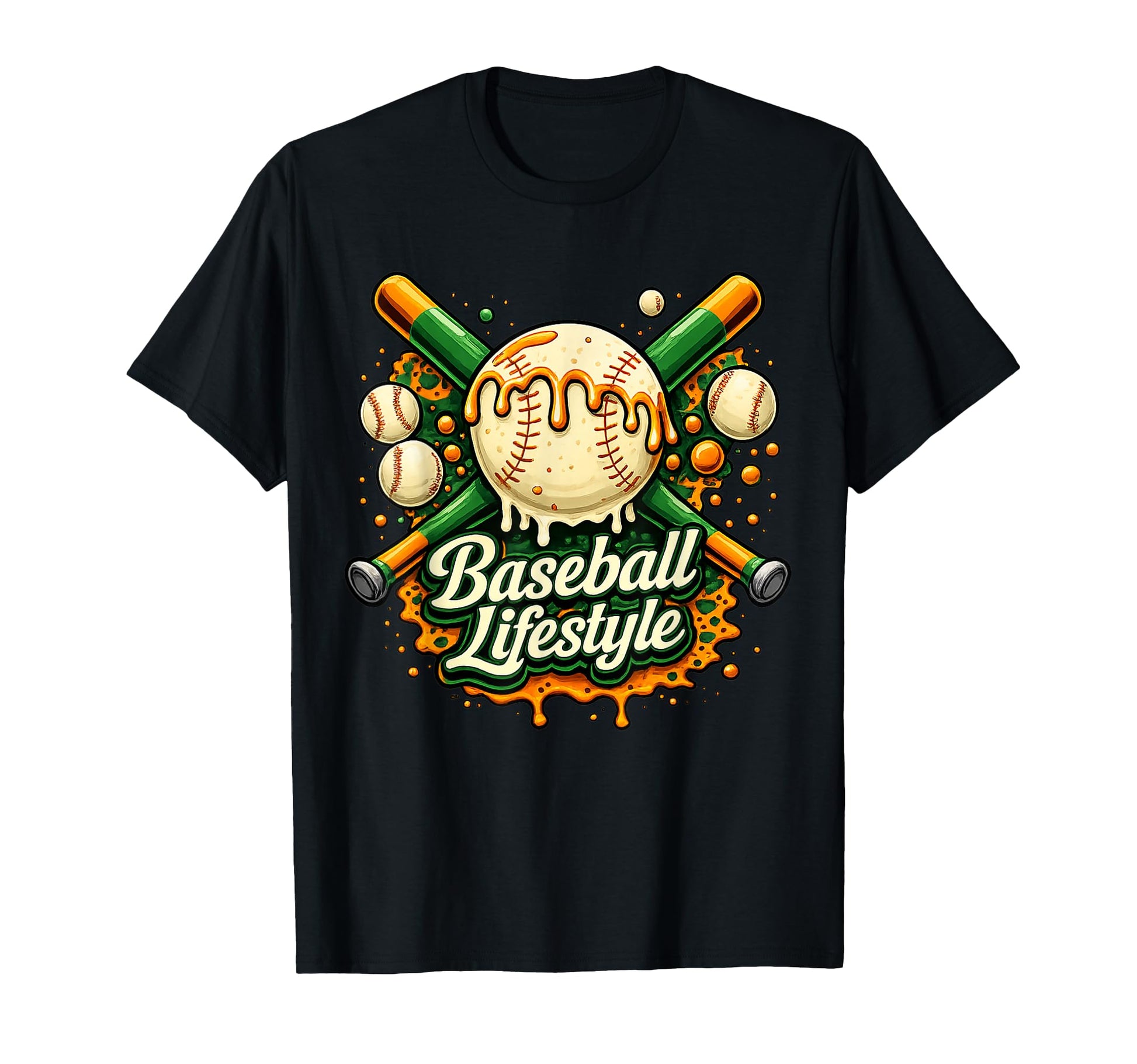 Baseball Life Drip Team And Cream T-Shirt - Minimalist Print for Adults - T-Shirt, Sweatshirt, Hoodie