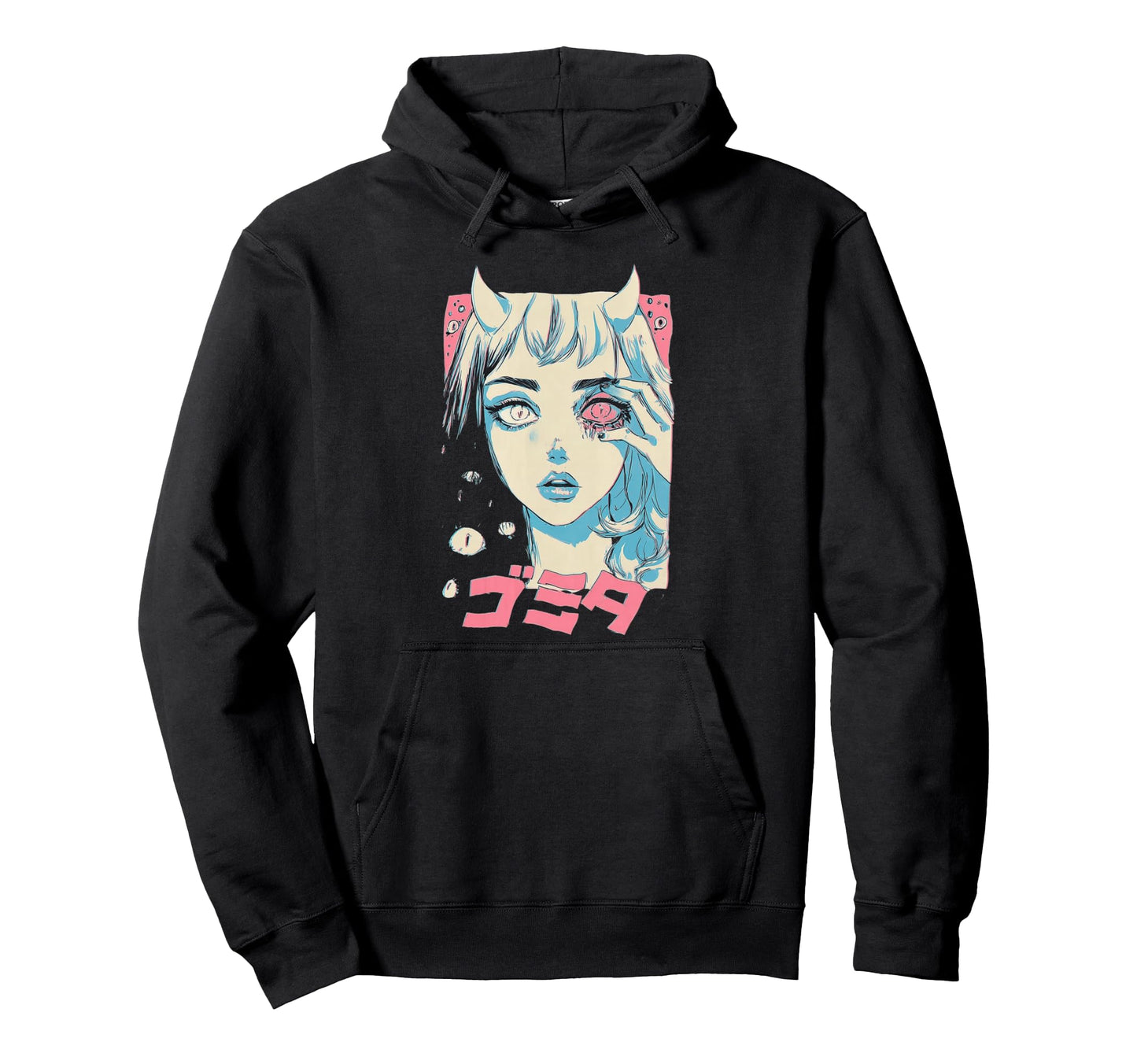 Goth Grunge Demon Anime Waifu Horror Hoodie - Casual Everyday Wear Unisex - T-Shirt, Sweatshirt, Hoodie