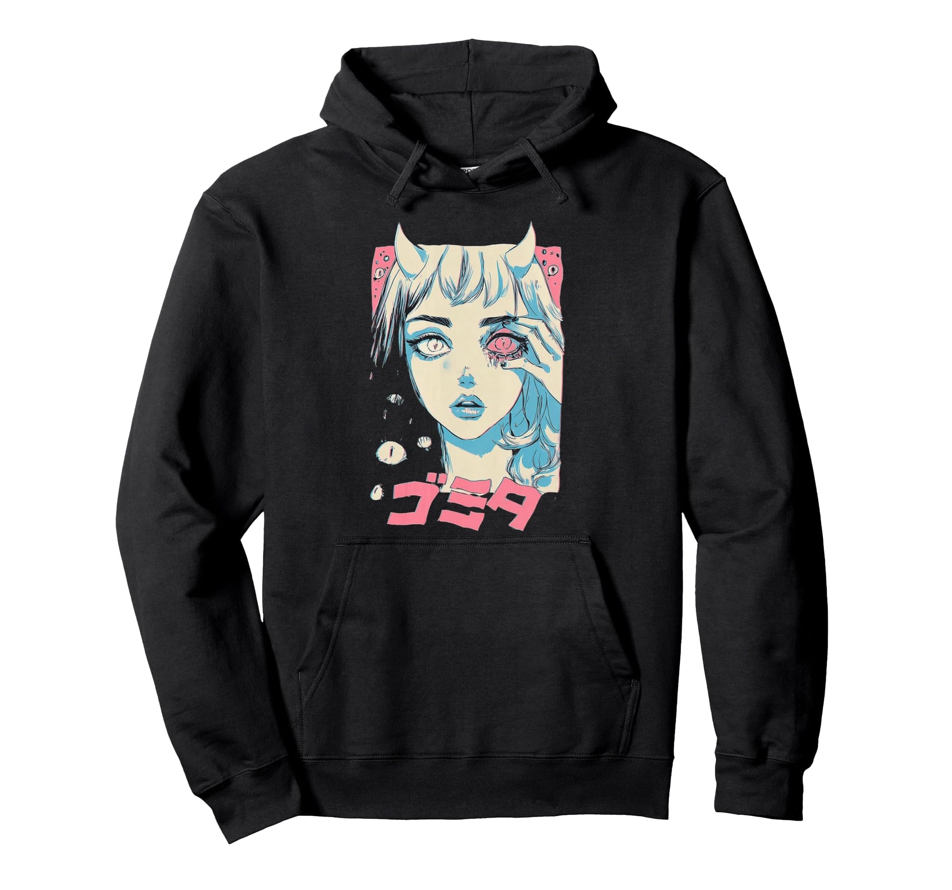 Goth Grunge Demon Anime Waifu Horror Hoodie - Casual Everyday Wear Unisex - T-Shirt, Sweatshirt, Hoodie
