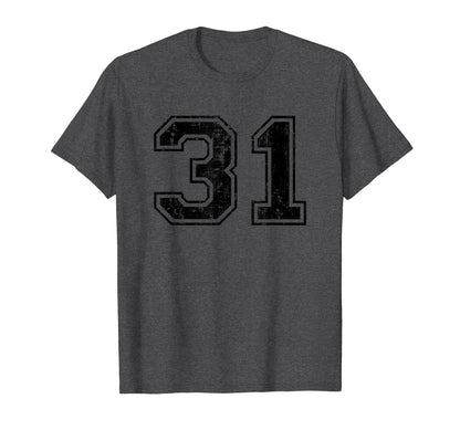 Number 31 Varsity Distressed Sport T-Shirt - Trendy Graphic for Adults - T-Shirt, Sweatshirt, Hoodie