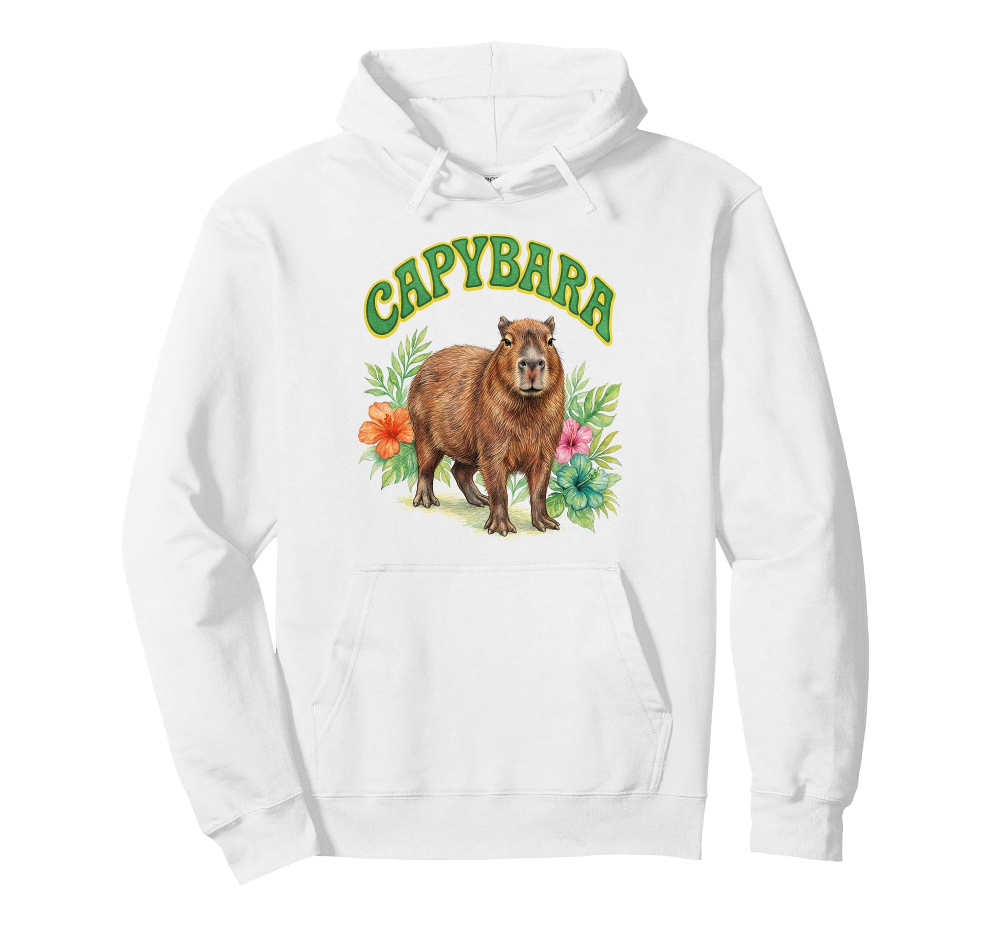 Capybara Groovy Floral Capybara Hoodie - Custom Art Print Unisex - T-Shirt, Sweatshirt, Hoodie