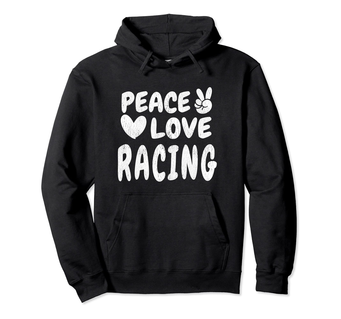 Peace Love Racing Groovy 60S 70S Hippie Hoodie - Novelty Apparel Unisex - T-Shirt, Sweatshirt, Hoodie