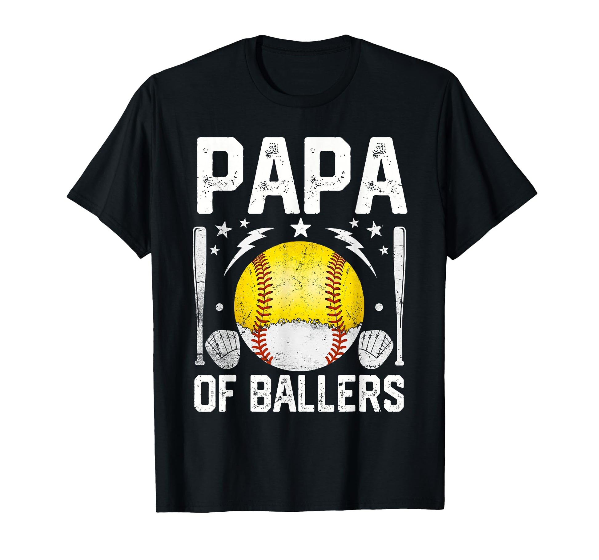 Papa Ballers Fathers Day Funny Baseball T-Shirt - Custom Art Print Unisex - T-Shirt, Sweatshirt, Hoodie