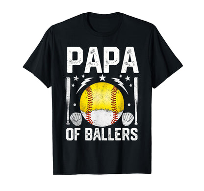 Papa Ballers Fathers Day Funny Baseball T-Shirt - Custom Art Print Unisex - T-Shirt, Sweatshirt, Hoodie
